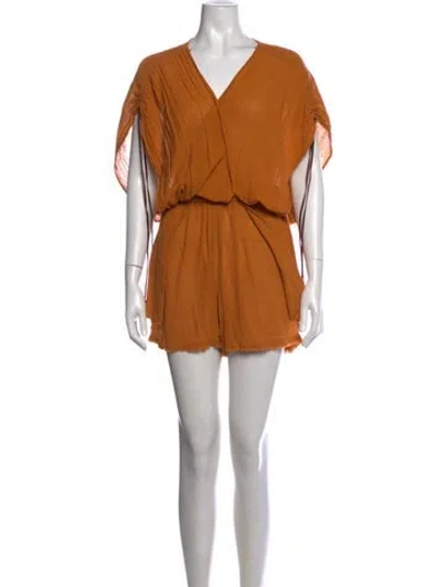 Pre-owned Caravana V-neck Mini Dress In Orange