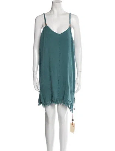 Pre-owned Caravana V-neck Mini Dress W/ Tags In Green