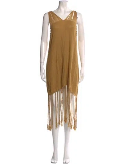 Pre-owned Caravana V-neck Mini Dress In Yellow