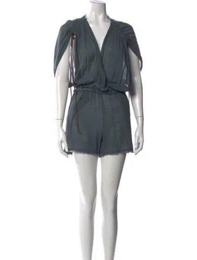 Pre-owned Caravana V-neck Romper In Blue