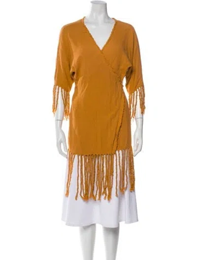 Pre-owned Caravana V-neck Sweater In Orange