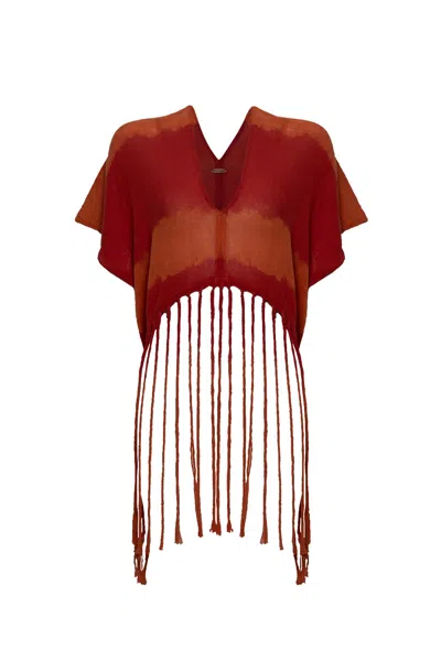 Caravana Women's Winiketik Crop Top In Cayenne Tie Dye In Red
