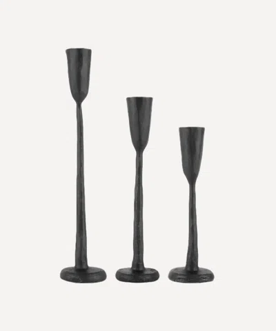 Caravane Nox Candle Holders Set Of Three In Black