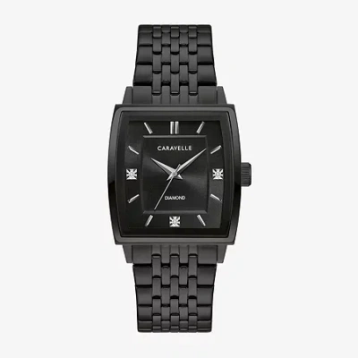 Caravelle Designed By Bulova Mens Diamond Accent Black Stainless Steel Bracelet Watch 45d111