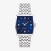 Caravelle Designed By Bulova Mens Diamond Accent Silver Tone Stainless Steel Bracelet Watch 43d108 In Blue