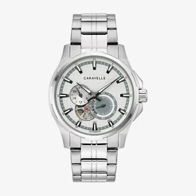Caravelle Designed By Bulova Mens Silver Tone Stainless Steel Bracelet Watch 43a159 In Metallic