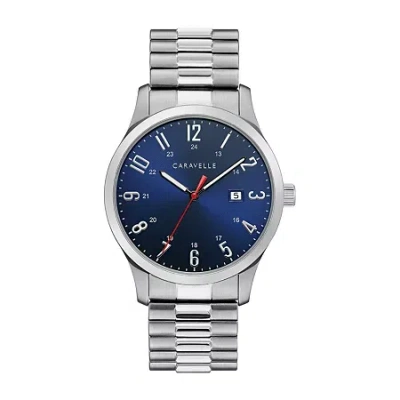 Caravelle Designed By Bulova Mens Silver Tone Stainless Steel Bracelet Watch 43b161 In Metallic