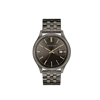 Caravelle Designed By Bulova Mens Stainless Steel Bracelet Watch 45b149 In Black