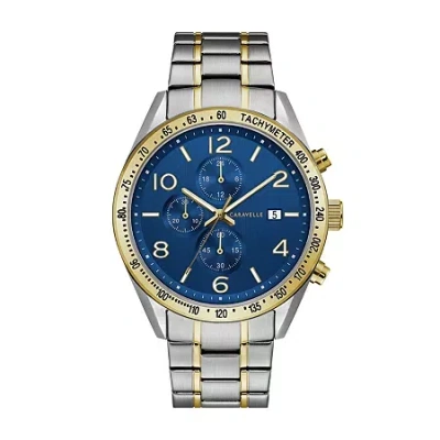 Caravelle Designed By Bulova Mens Two Tone Stainless Steel Bracelet Watch 45b152 In Blue