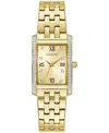 Caravelle Designed By Bulova Women's Dress Crystal Accent Gold-tone Stainless Steel Bracelet Watch 22mm In Gold-tone