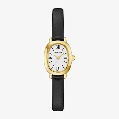 Caravelle Designed By Bulova Womens Black Leather Strap Watch 44l269