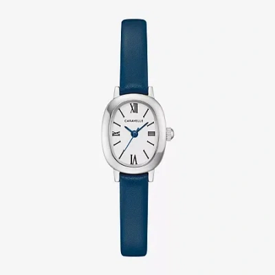 Caravelle Designed By Bulova Womens Blue Leather Strap Watch 43l227