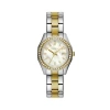 Caravelle Designed By Bulova Womens Crystal Accent Two Tone Stainless Steel Bracelet Watch 45m113 In Transparent