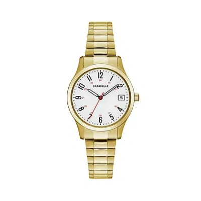 Caravelle Designed By Bulova Womens Gold Tone Stainless Steel Expansion Watch 44m113 In Transparent