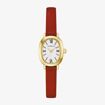 Caravelle Designed By Bulova Womens Red Leather Strap Watch 44l270
