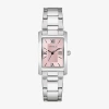 Caravelle Designed By Bulova Womens Silver Tone Stainless Steel Bracelet Watch 43l224 In Pink