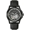 Caravelle Men's Automatic Black Leather Strap Watch 42mm In Black