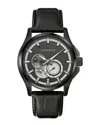 Caravelle Men's Automatic Black Leather Strap Watch 42mm
