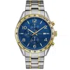 Caravelle Designed By Bulova Men's Chronograph Two-tone Stainless Steel Bracelet Watch 44mm Women's Shoes In Blue