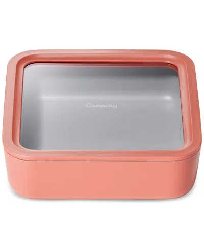 Caraway 10-cup Glass Food Storage Container With Lid In Pink
