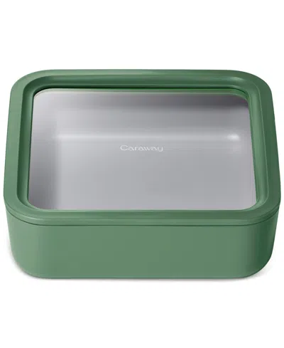 Caraway 10-cup Glass Food Storage Container With Lid In Green