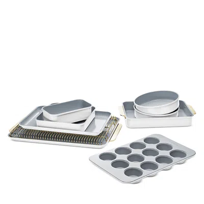 Caraway 11 Piece Ceramic Non-stick Mega Bakeware Set With Gold Handles In Gray