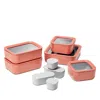 Caraway 14-piece Ceramic Coated Glass Food Storage Set In Pink