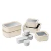 Caraway 14-piece Ceramic Coated Glass Food Storage Set In Cream