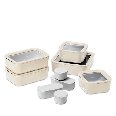 Caraway 14-piece Ceramic Coated Glass Food Storage Set In Cream