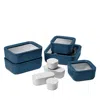 Caraway 14-piece Food Storage Glass Container Set In Navy