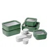 Caraway 14-piece Food Storage Glass Container Set In Sage