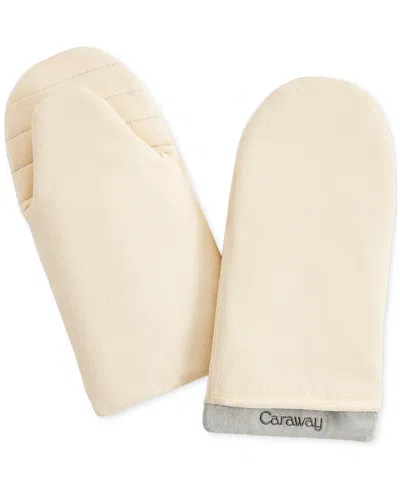 Caraway 2-pc. Cotton Double-layered Oven Mitt Set In Cream
