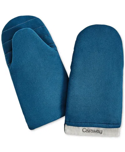 Caraway 2-pc. Cotton Double-layered Oven Mitt Set In Navy