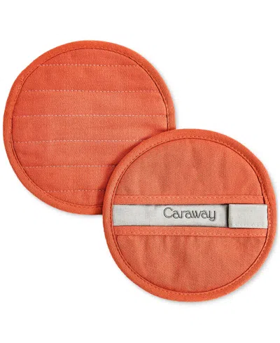 CARAWAY 2-PIECE COTTON SOLID-COLOR ROUND POTHOLDER SET