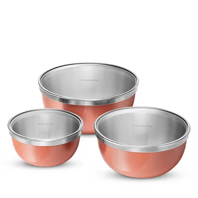 Caraway 3 Piece Mixing Bowl And Lid Set In Pink