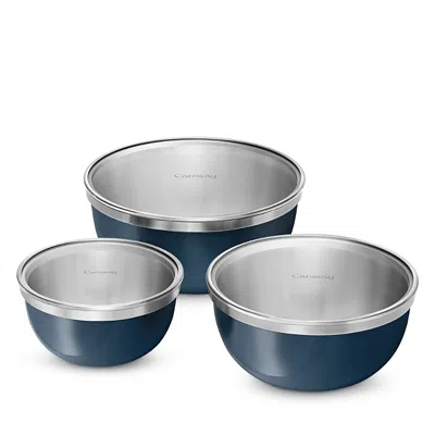 Caraway 3 Piece Mixing Bowl And Lid Set In Blue
