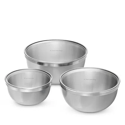 Caraway 3 Piece Mixing Bowl And Lid Set In Silver