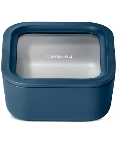 Caraway 4.4-cup Square Glass Food Storage & Lid In Blue