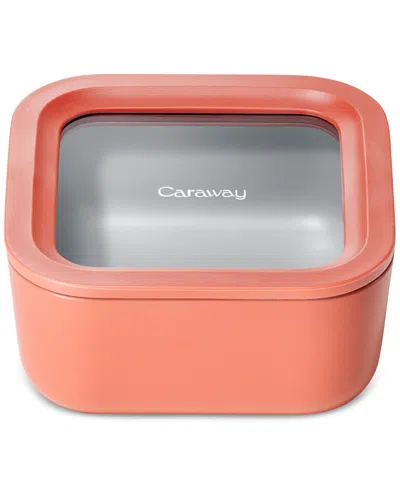 Caraway 4.4-cup Square Glass Food Storage & Lid In Orange