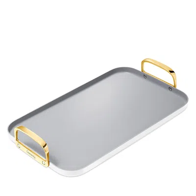 Caraway Double Burner Griddle With Gold Handles In White