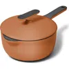 Caraway Enameled Cast Iron 1.8-quart Mini Sauce Pan With Lid In Orange