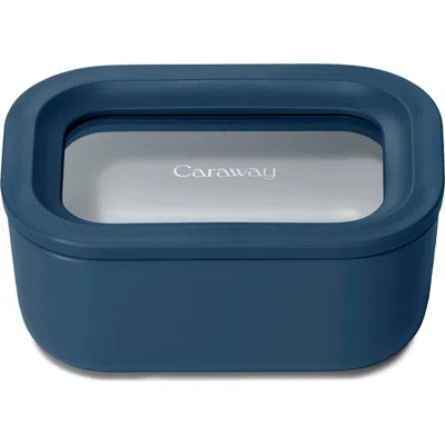 Caraway Mini Rectangle Glass Food Storage Container In Blue