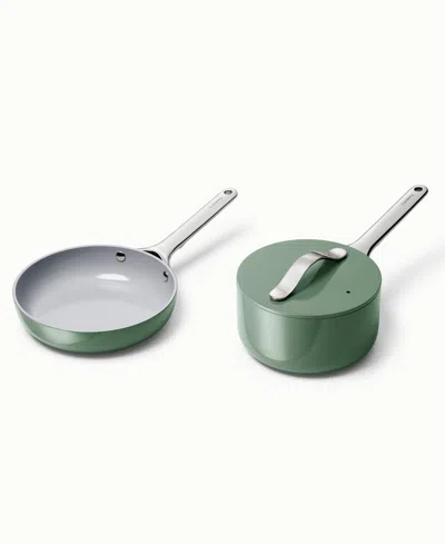 Caraway Non-stick Ceramic Mini Fry Pan And Sauce Pan Duo In Sage