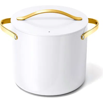 Caraway Nonstick Ceramic 12-quart Stockpot With Lid In White