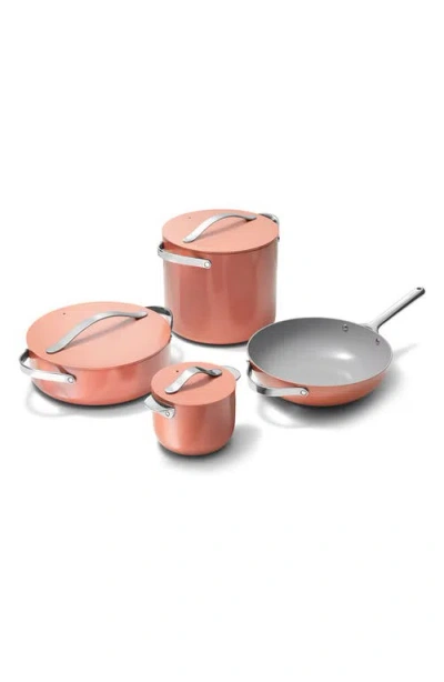 Caraway Nonstick Ceramic 7-piece Cookware Set With Lid Storage In Perracotta