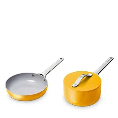 Caraway Nonstick Ceramic Mini Fry Pan & Mini Sauce Pan Set In Bright Yellow