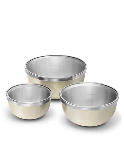 Caraway Premium Stainless Steel 6-piece Mixing Bowl Set With Glass Lids In Silver