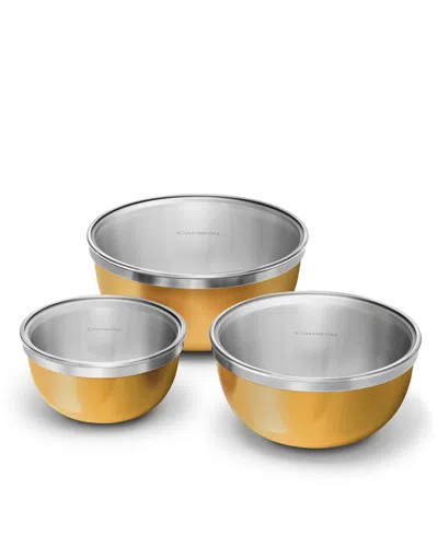 Caraway Premium Stainless Steel 6-piece Mixing Bowl Set With Glass Lids In Silver