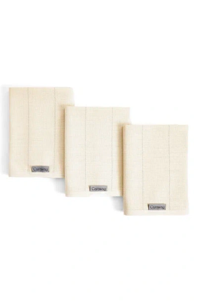 Caraway Set Of 3 Cotton Tea Towels In Cream