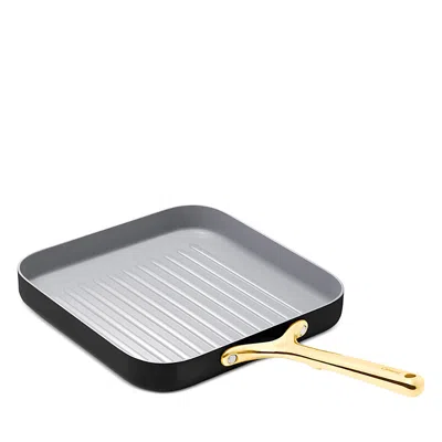 Caraway Square Grill Pan With Gold Handles In Black